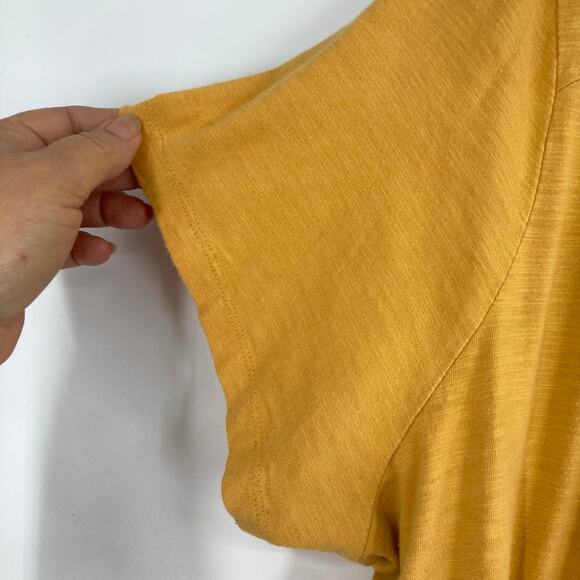 Boho Mustard Yellow Embroidered Casual Short Sleeve Cotton Top Women’s 3X - Picture 4 of 8